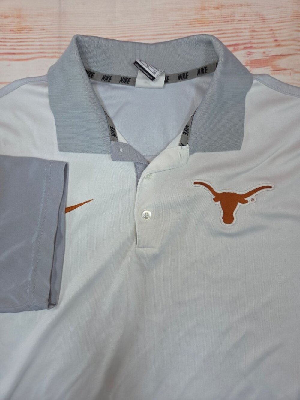 Nike Texas Longhorns Dri-Fit Polo Shirt Size XL White & Gray